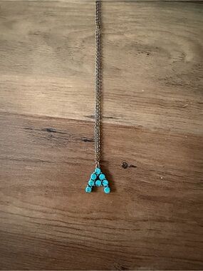 Letter “A” Pendant Necklace Turquoise